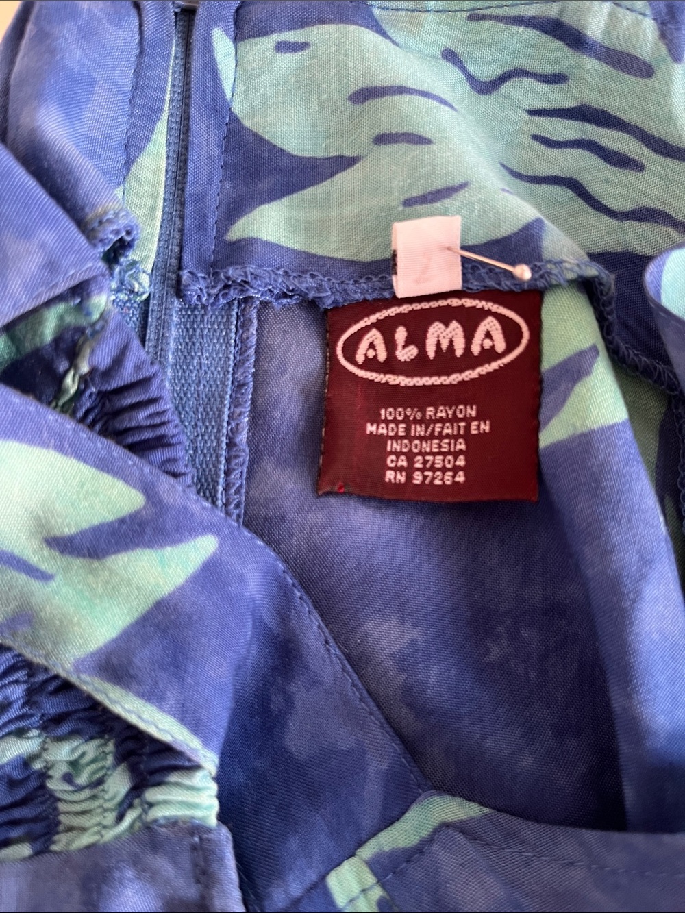 Alma Blue Green Tropical Pattern Strappy Floral Maxi Dress, Size Medium - Picture 2 of 9